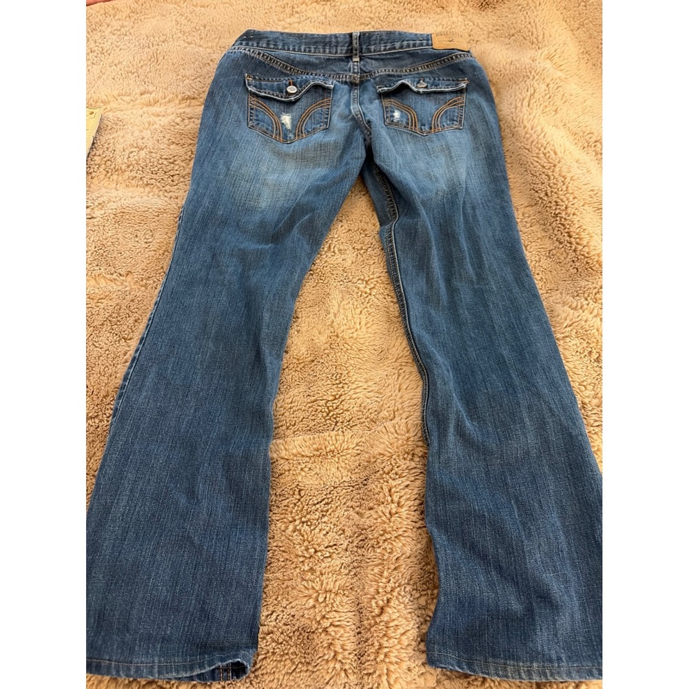 Hollister Cali Flare Jeans Distressed Low Rise Medium Wash 9R W29 L33 Cotton